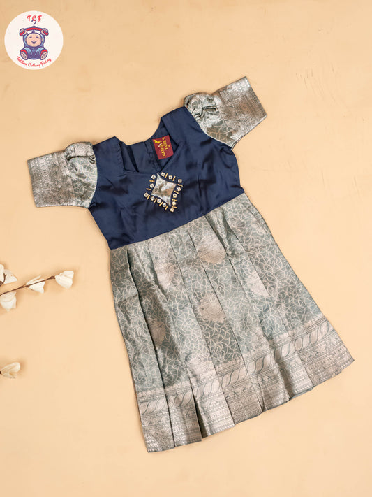 Navy Blue - Girls Readymade Long Frock
