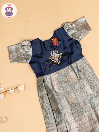 Navy Blue - Girls Readymade Long Frock