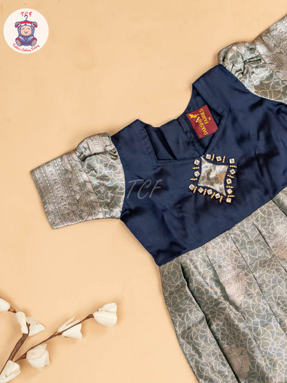 Navy Blue - Girls Readymade Long Frock