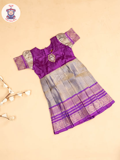 Purple - Two Tone Printed Pavadai Sattai