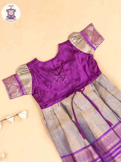 Purple - Two Tone Printed Pavadai Sattai