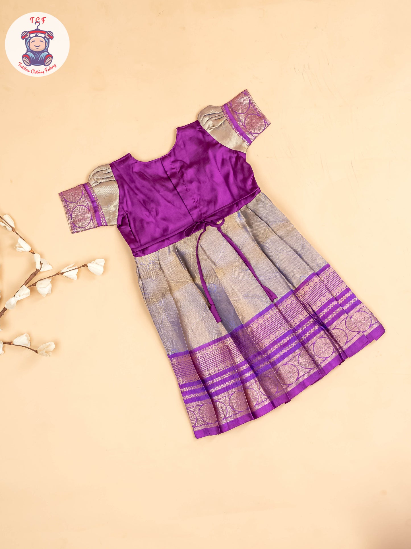 Purple - Two Tone Printed Pavadai Sattai