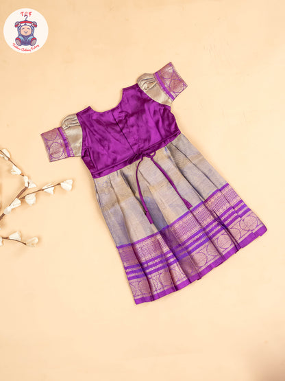 Purple - Two Tone Printed Pavadai Sattai