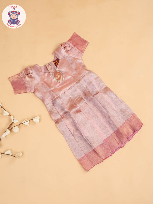 Peach Tissue - Girls Readymade Long Frock