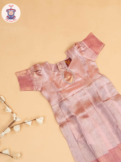Peach Tissue - Girls Readymade Long Frock
