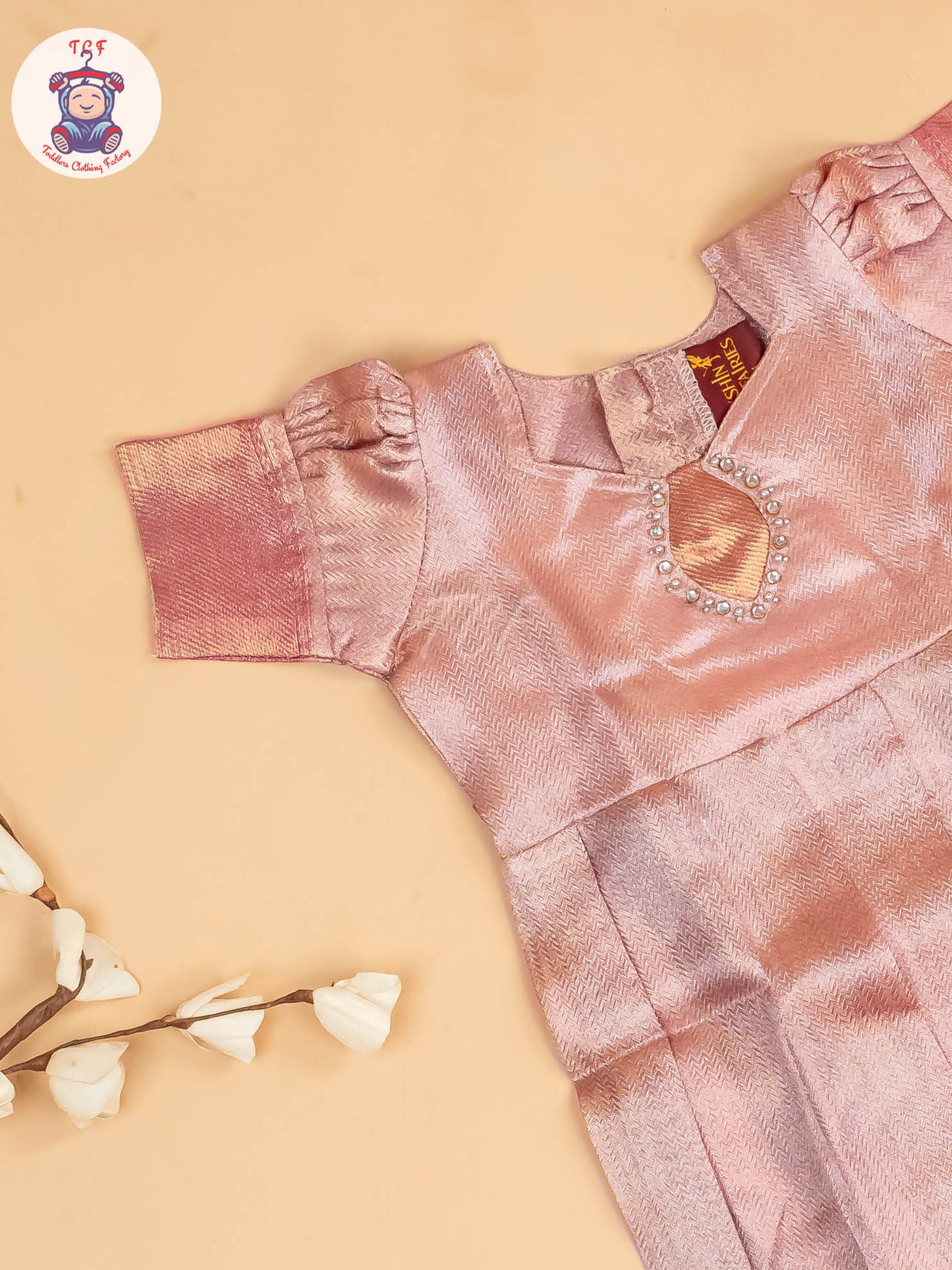 Peach Tissue - Girls Readymade Long Frock
