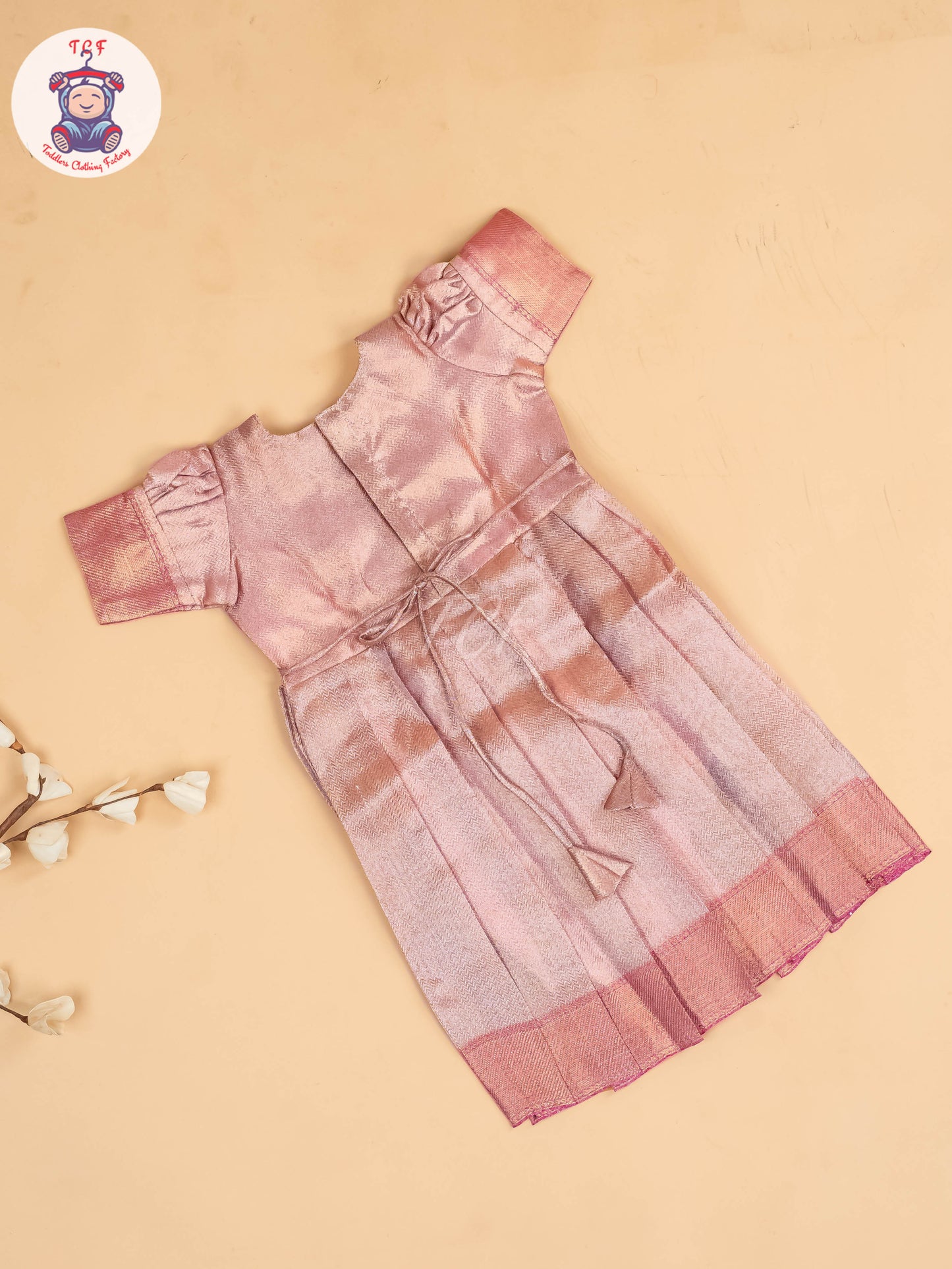 Peach Tissue - Girls Readymade Long Frock