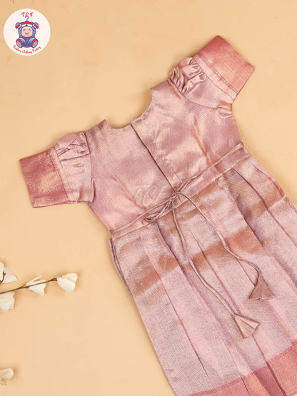 Peach Tissue - Girls Readymade Long Frock