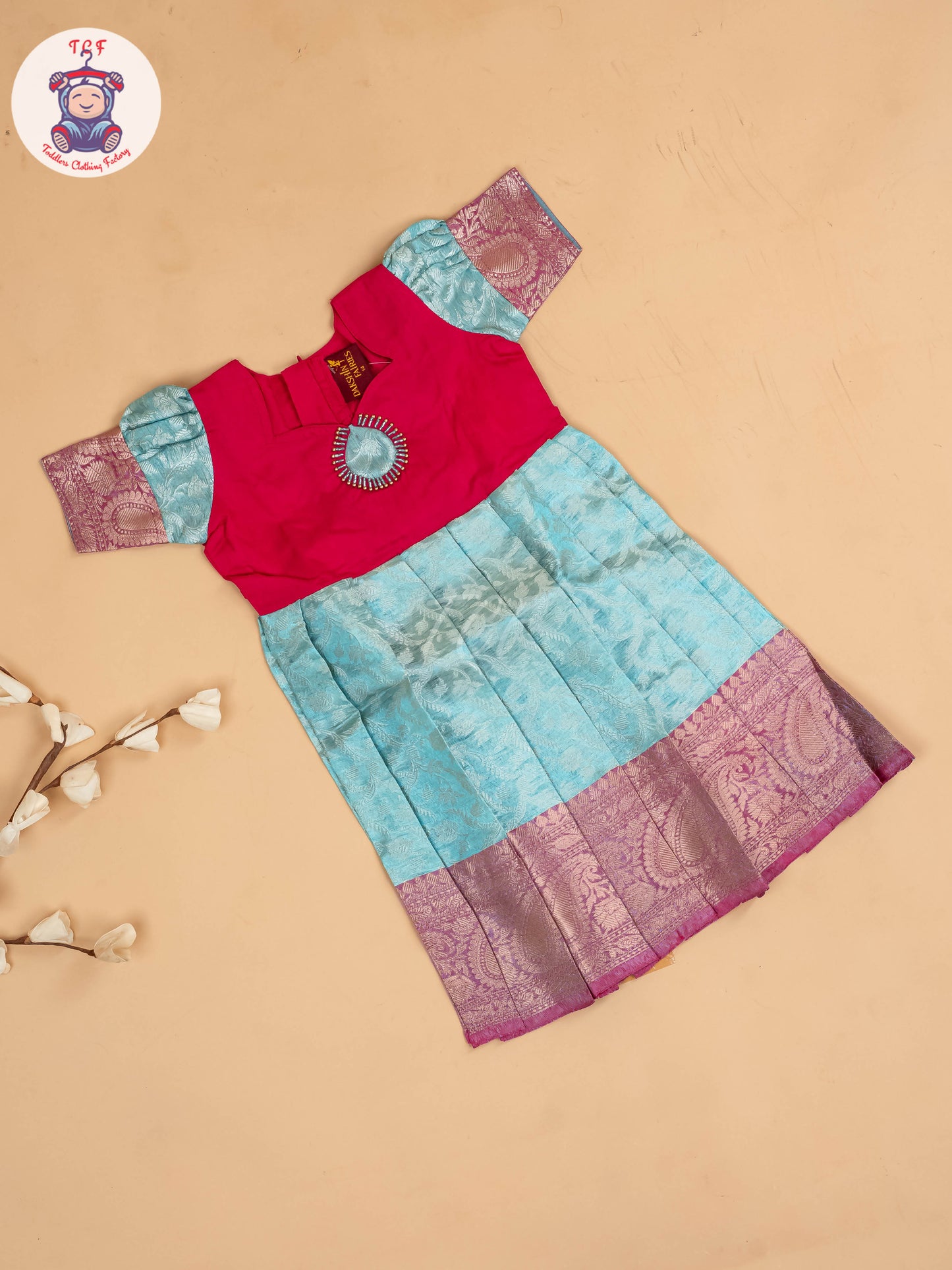 Pink & Blue - Girls Readymade Long Frock