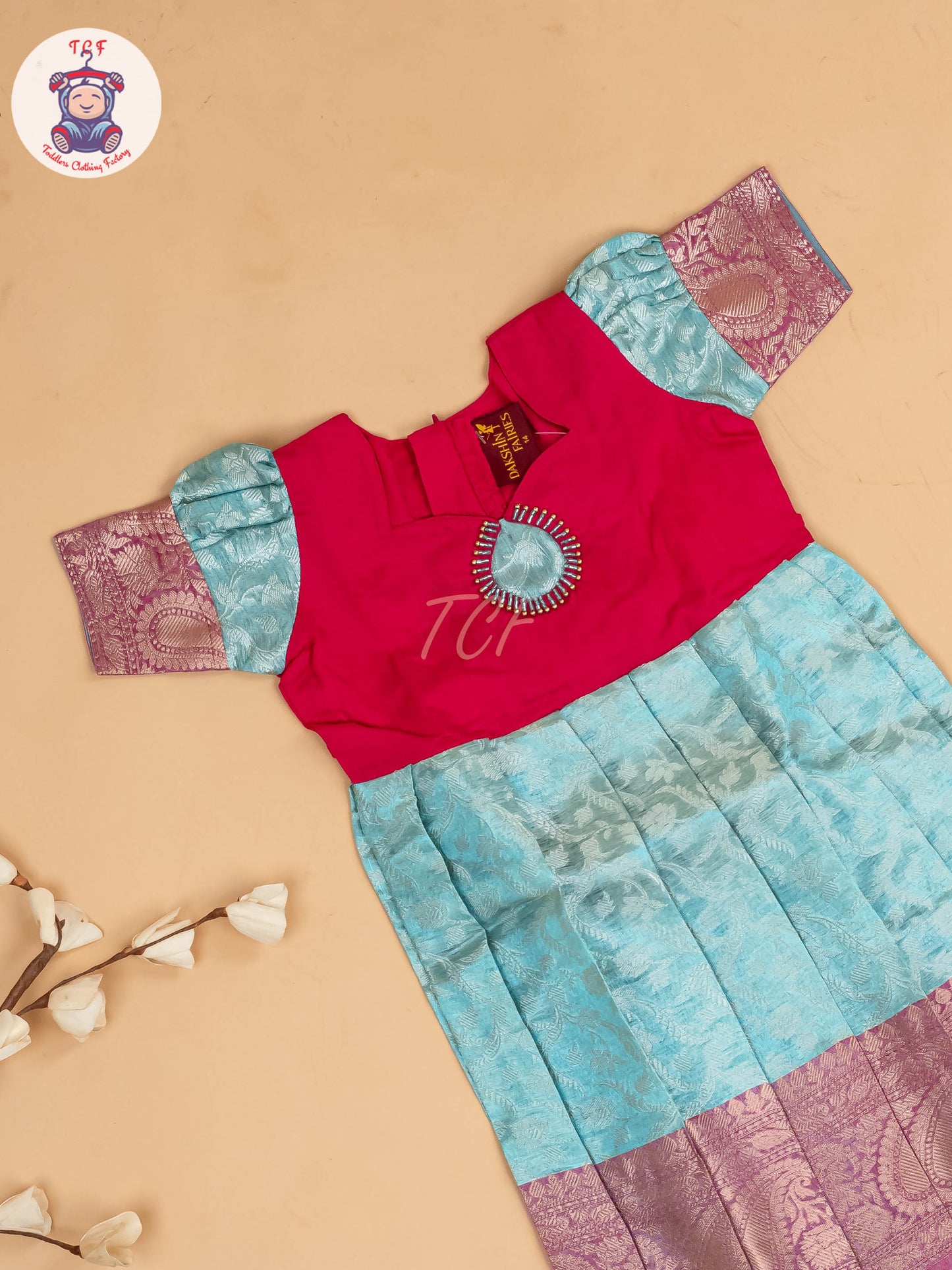 Pink & Blue - Girls Readymade Long Frock