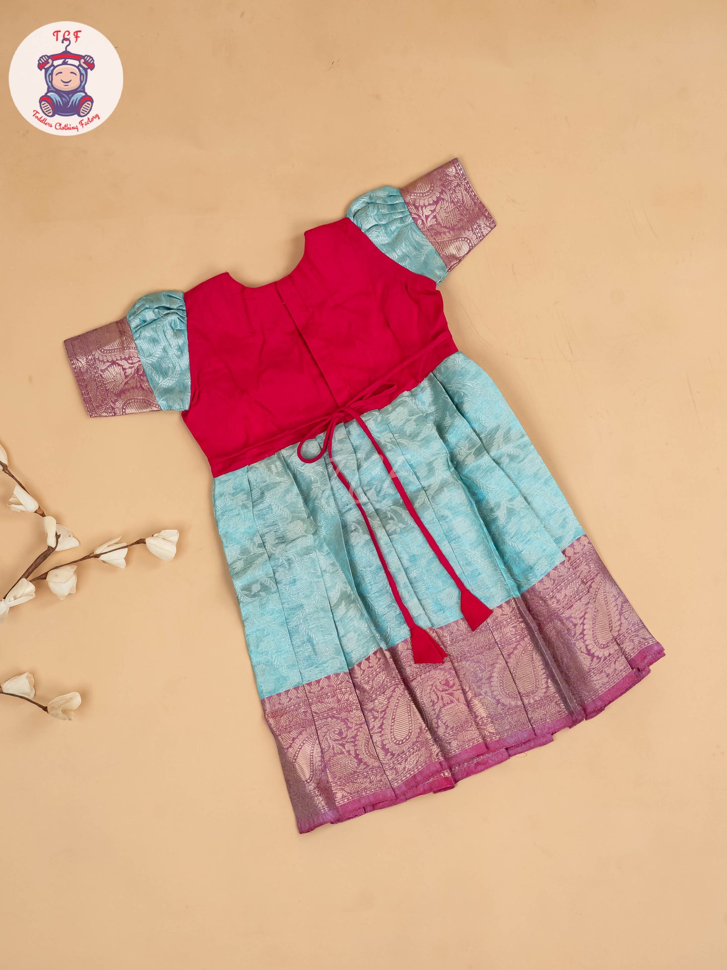 Pink & Blue - Girls Readymade Long Frock