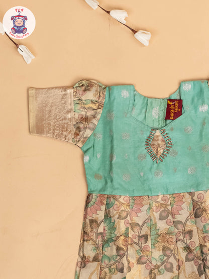 Light Green - Girls Readymade Long Frock