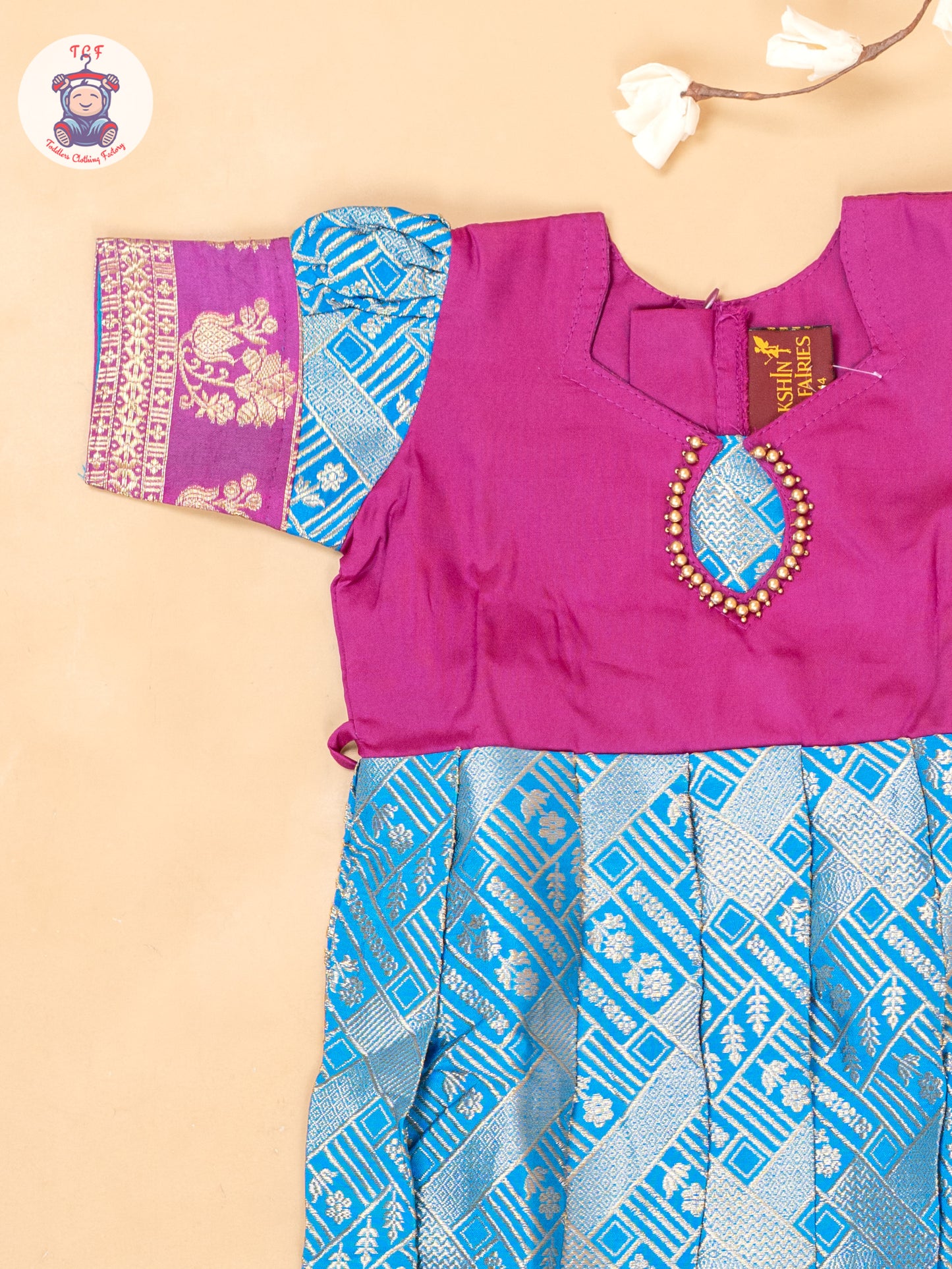 Pink & Sky Blue - Girls Readymade Long Frocks