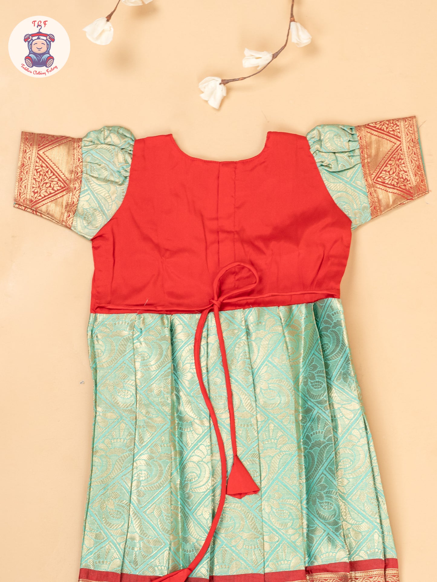 Red & Mint Green - Girls Readymade Long Frocks