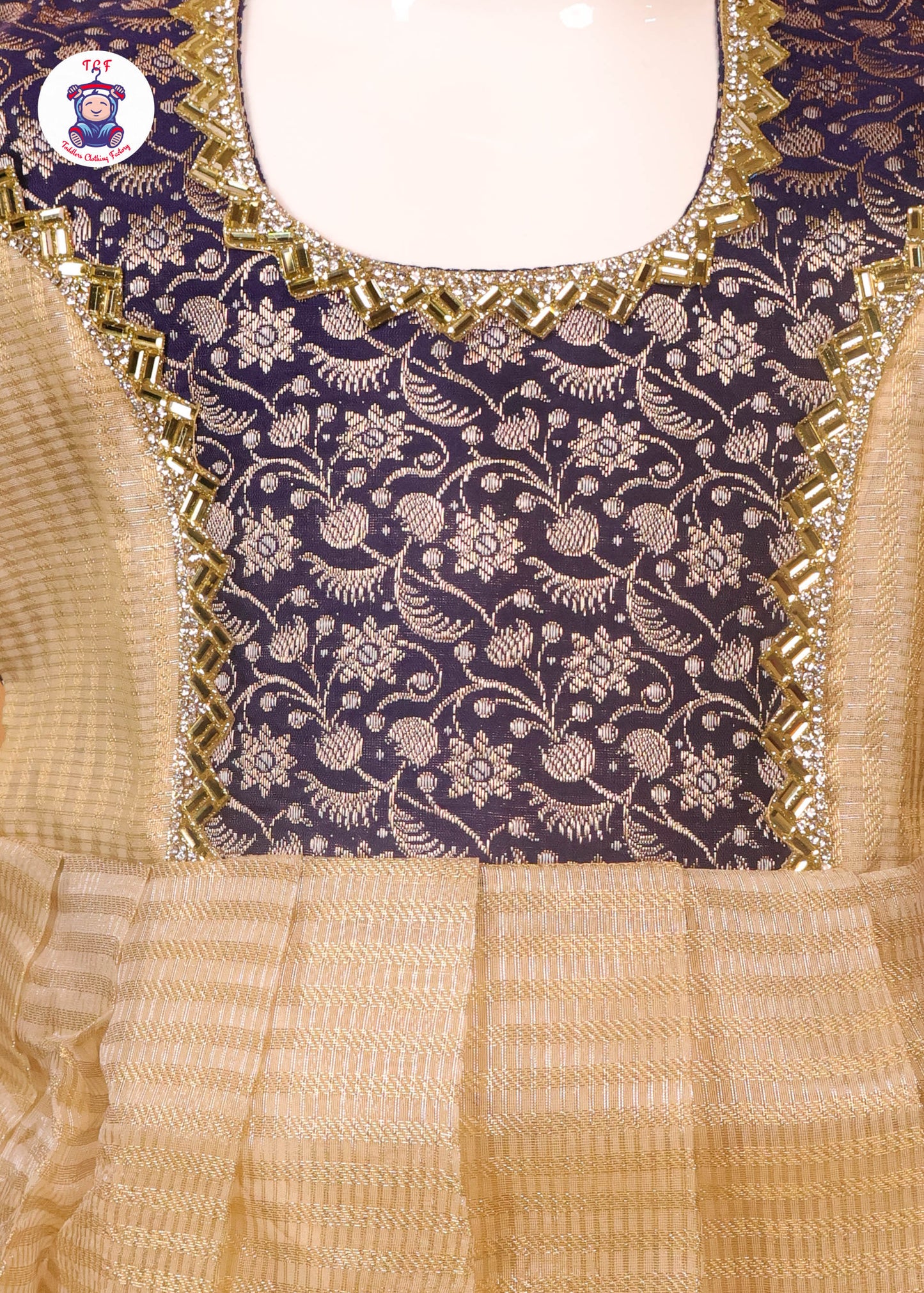 Deep Violet & Cream - Long Frock