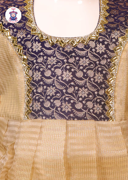 Deep Violet & Cream - Long Frock
