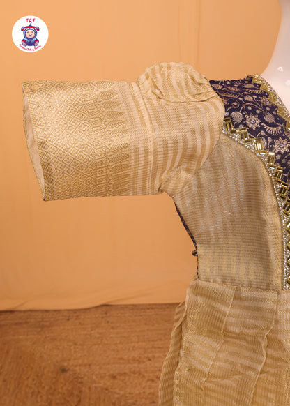 Deep Violet & Cream - Long Frock