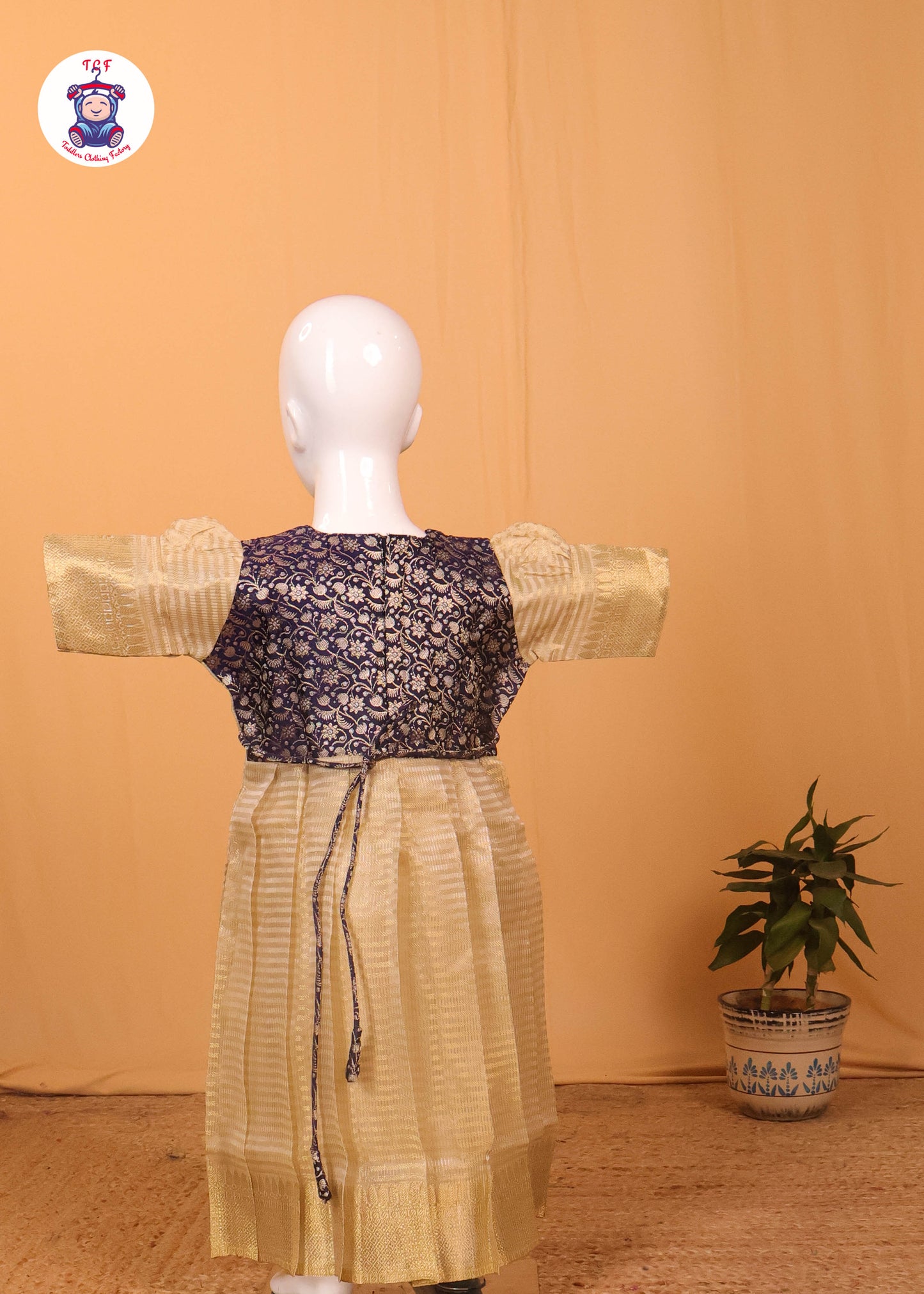 Deep Violet & Cream - Long Frock