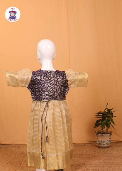 Deep Violet & Cream - Long Frock