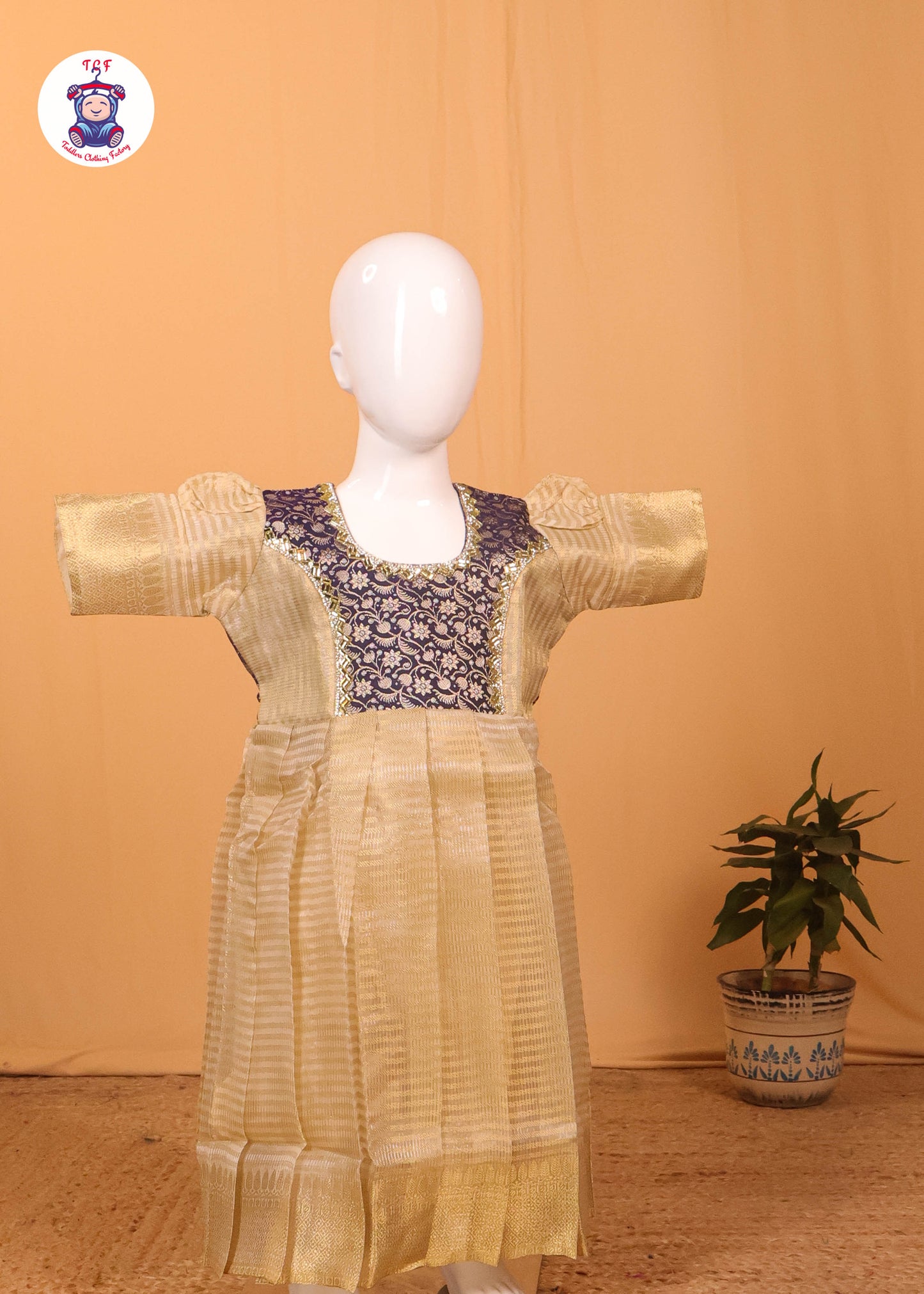 Deep Violet & Cream - Long Frock