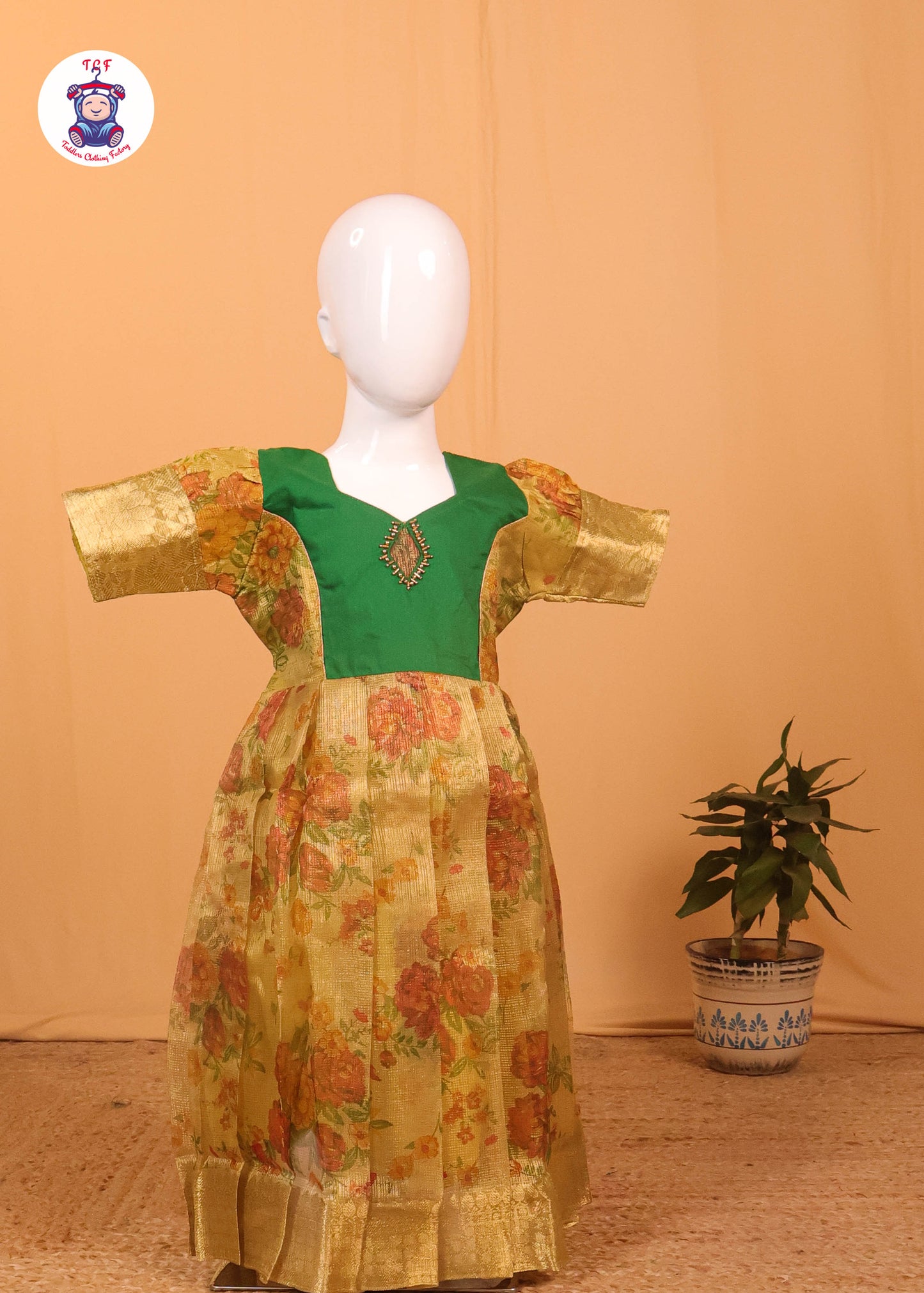 Green & Gold - Long Frock