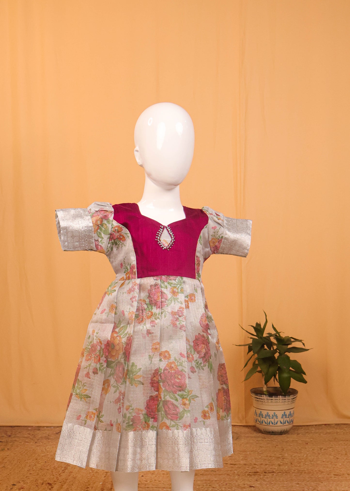 Magenta & Grey - Long Frock