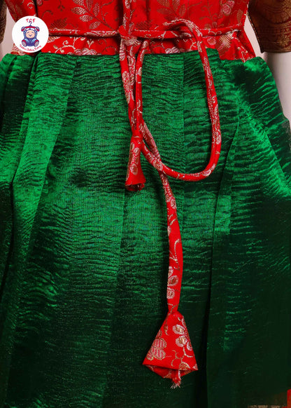 Dark Red & Shamrock Green - Long Frock