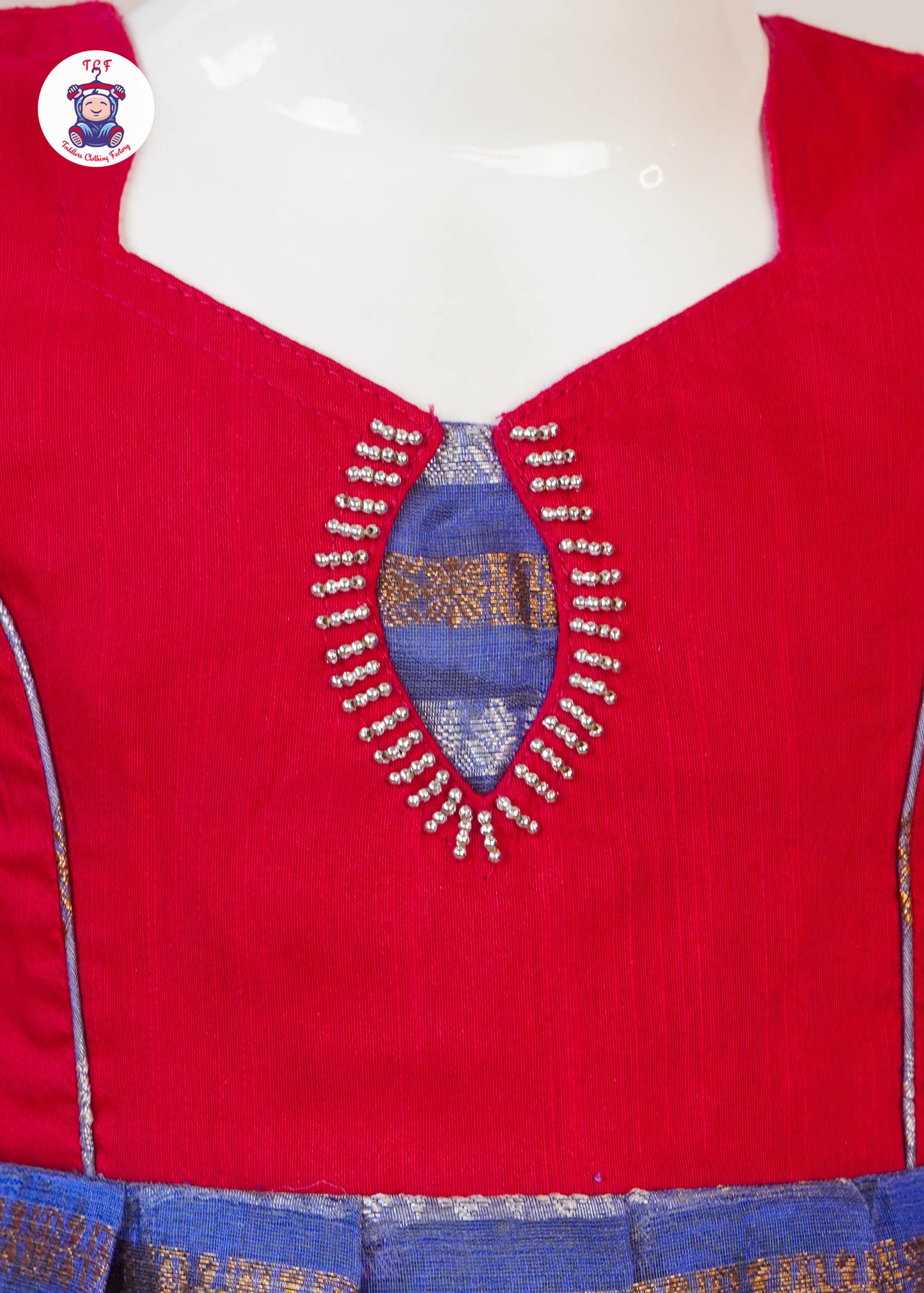 Red & Electric Indigo - Long Frock