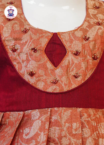 Rich Maroon & Red - Long Frock
