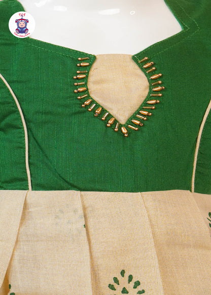 Emerald Green & Gold - Long Frock