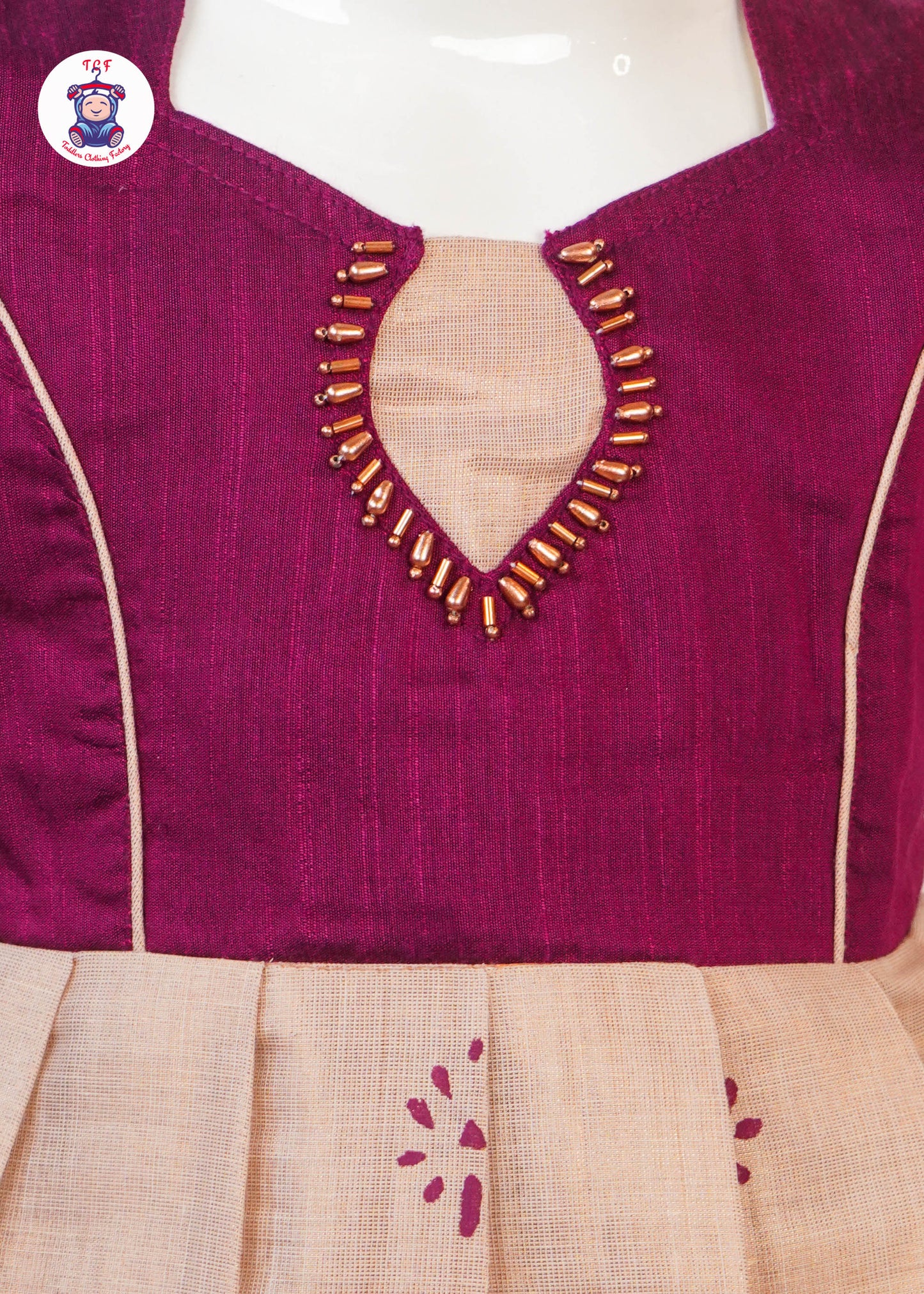 Royal Maroon & Tan - Long Frock