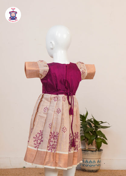 Royal Maroon & Tan - Long Frock