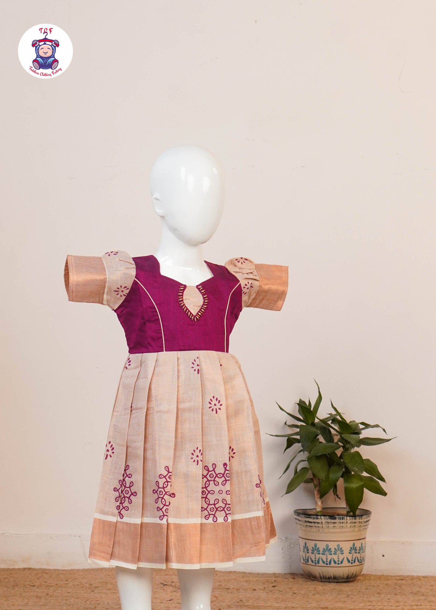 Royal Maroon & Tan - Long Frock