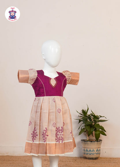 Royal Maroon & Tan - Long Frock