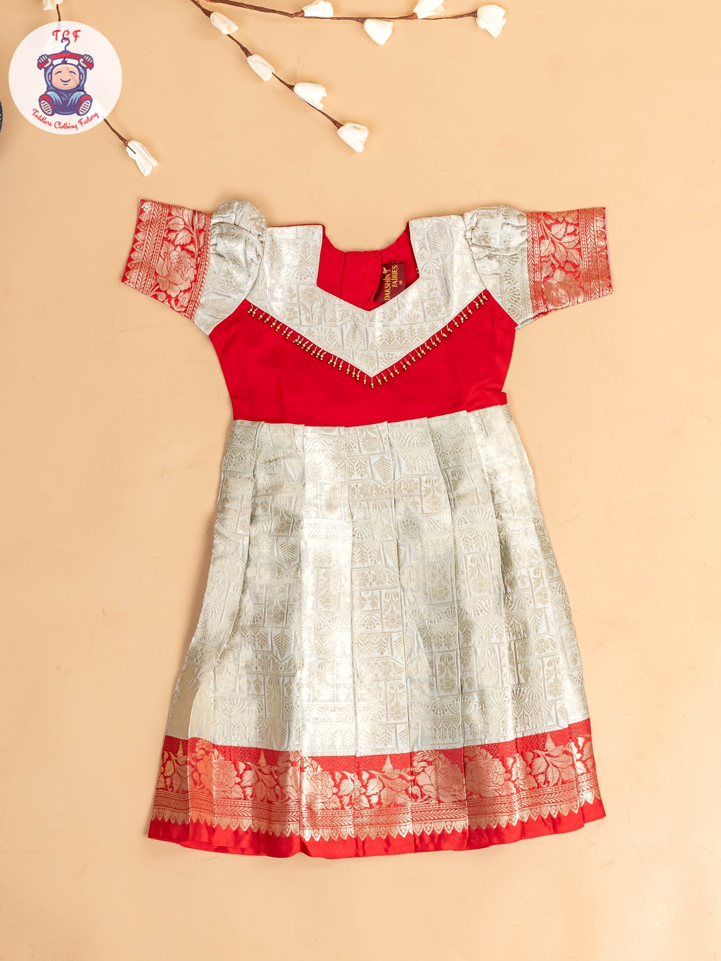 Red & Light Lavender - Girls Readymade Long Frock