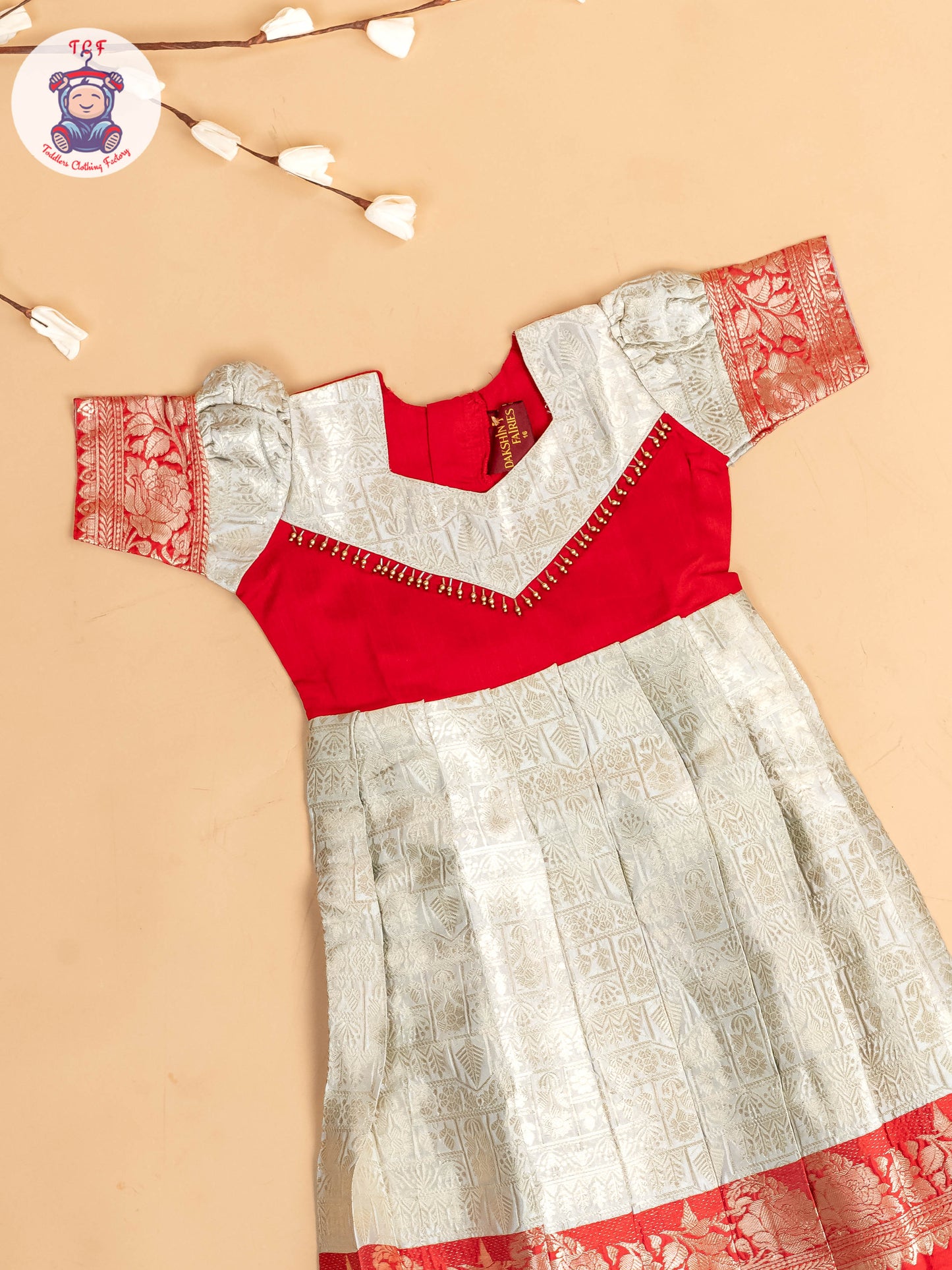 Red & Light Lavender - Girls Readymade Long Frock