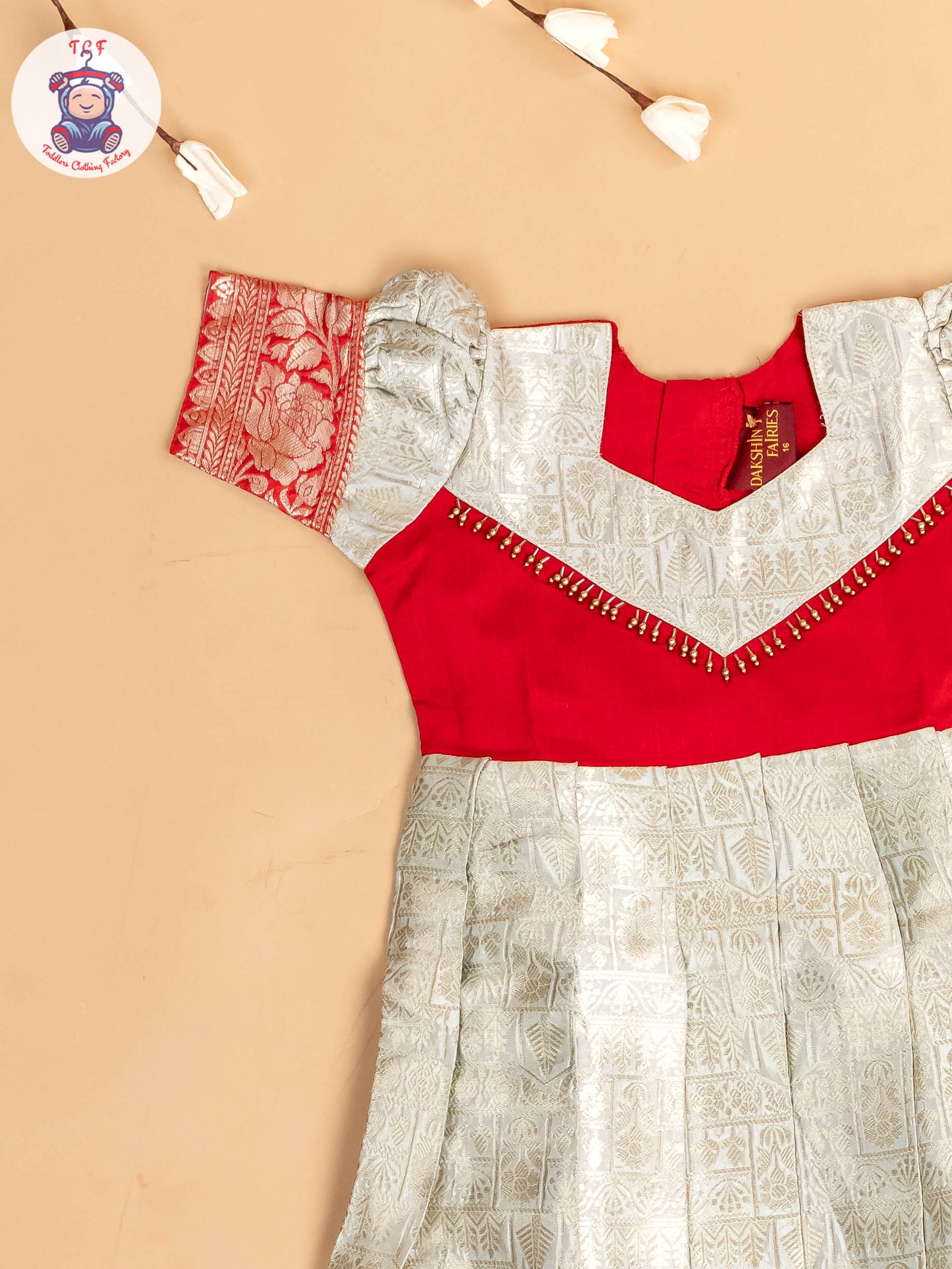 Red & Light Lavender - Girls Readymade Long Frock