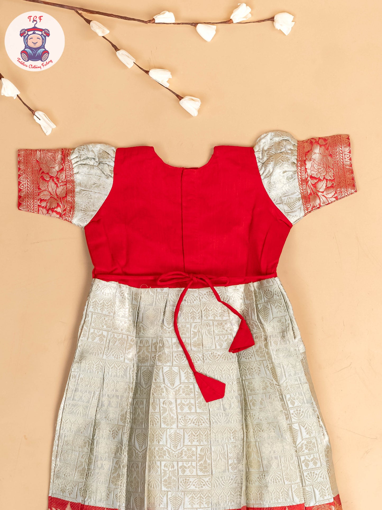 Red & Light Lavender - Girls Readymade Long Frock