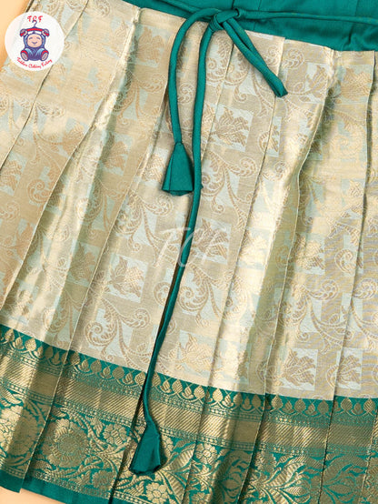 Light Green & Pista Green - Girls Readymade Long Frock