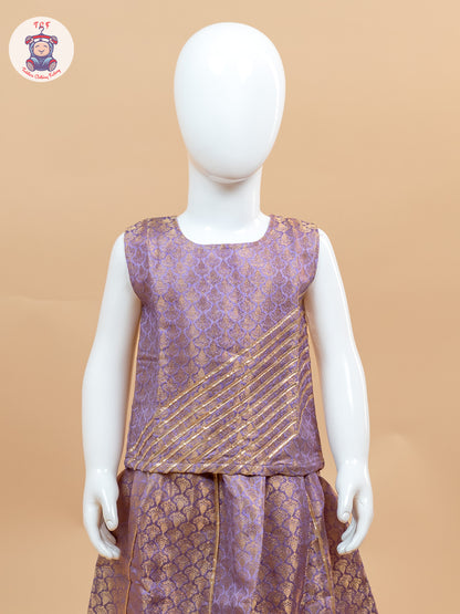 Lavender - Ethnic Printed Choli & Lehenga