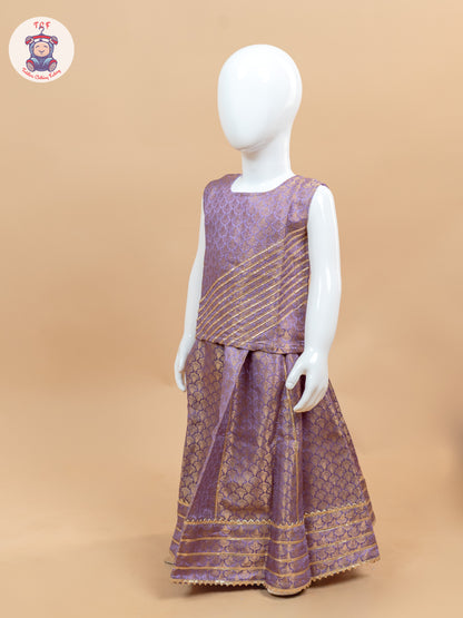 Lavender - Ethnic Printed Choli & Lehenga