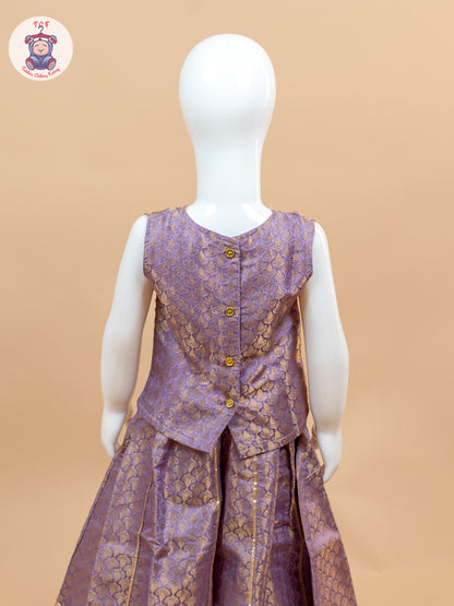 Lavender - Ethnic Printed Choli & Lehenga