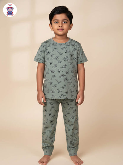 Dark Green - Dinosaur Unisex Co-ords Sets