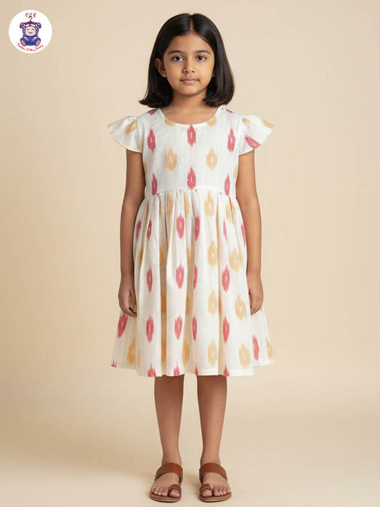 Half White - Girls Readymade Ikat Frock