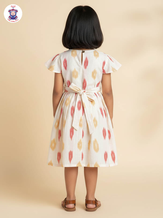 Half White - Girls Readymade Ikat Frock