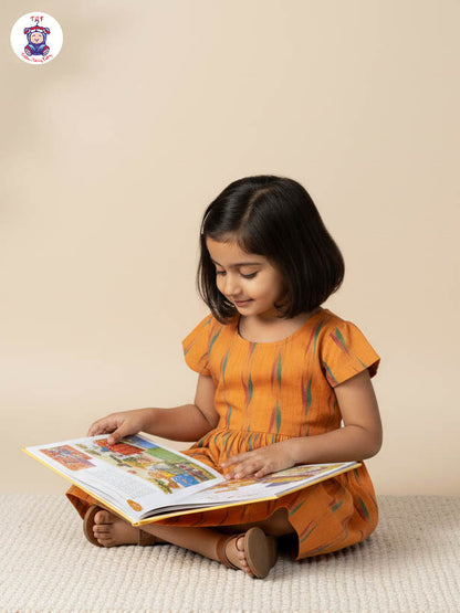 Yellow - Girls Readymade Ikat Frock