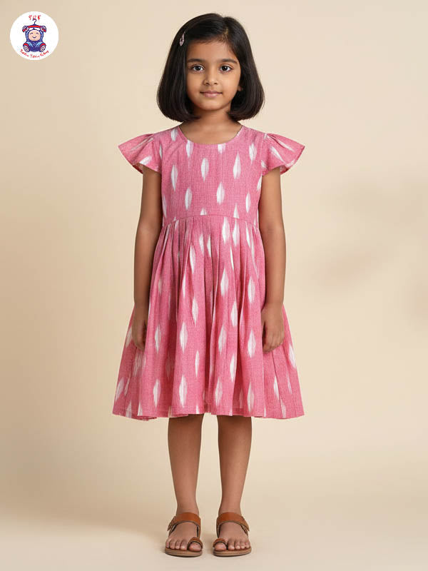 Pink - Girls Readymade Ikat Frock
