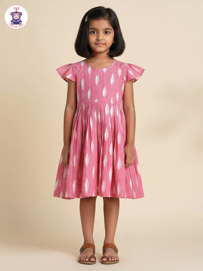 Pink - Girls Readymade Ikat Frock