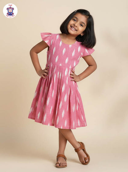 Pink - Girls Readymade Ikat Frock