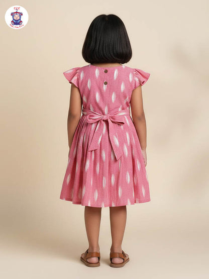 Pink - Girls Readymade Ikat Frock